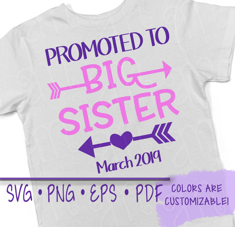 Big Sister Announcement, New Baby, Big Sister Svg, Promoted to big sister, customizable