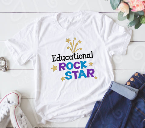 Educational Rockstar, svg, vinyl, cutting files for cricut, Teacher Life svg, Teaching svg, Back to School, Rock Star svg, Teacher gift