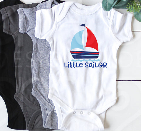 Little Sailor Svg, Little Sailor, Baby boy onesie, baby gift, nautical svg, svg file for cricut, sailor svg, svg, svg designs, sail boat svg