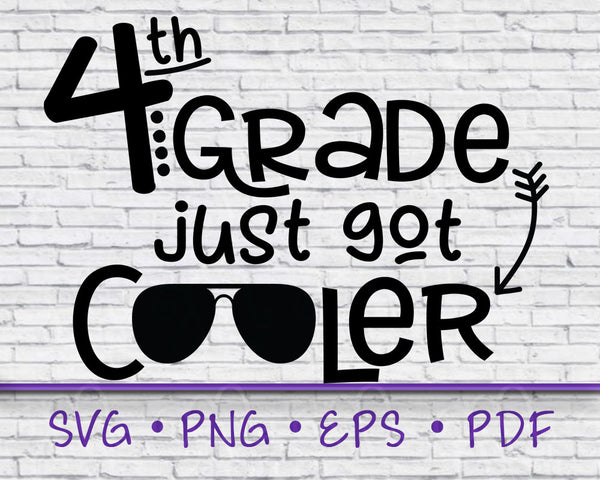 Back to school, Svg, SVG designs, School svgs, svg files for cricut, cool fourth grade, cool 4th grade, fourth grade just got cooler, school