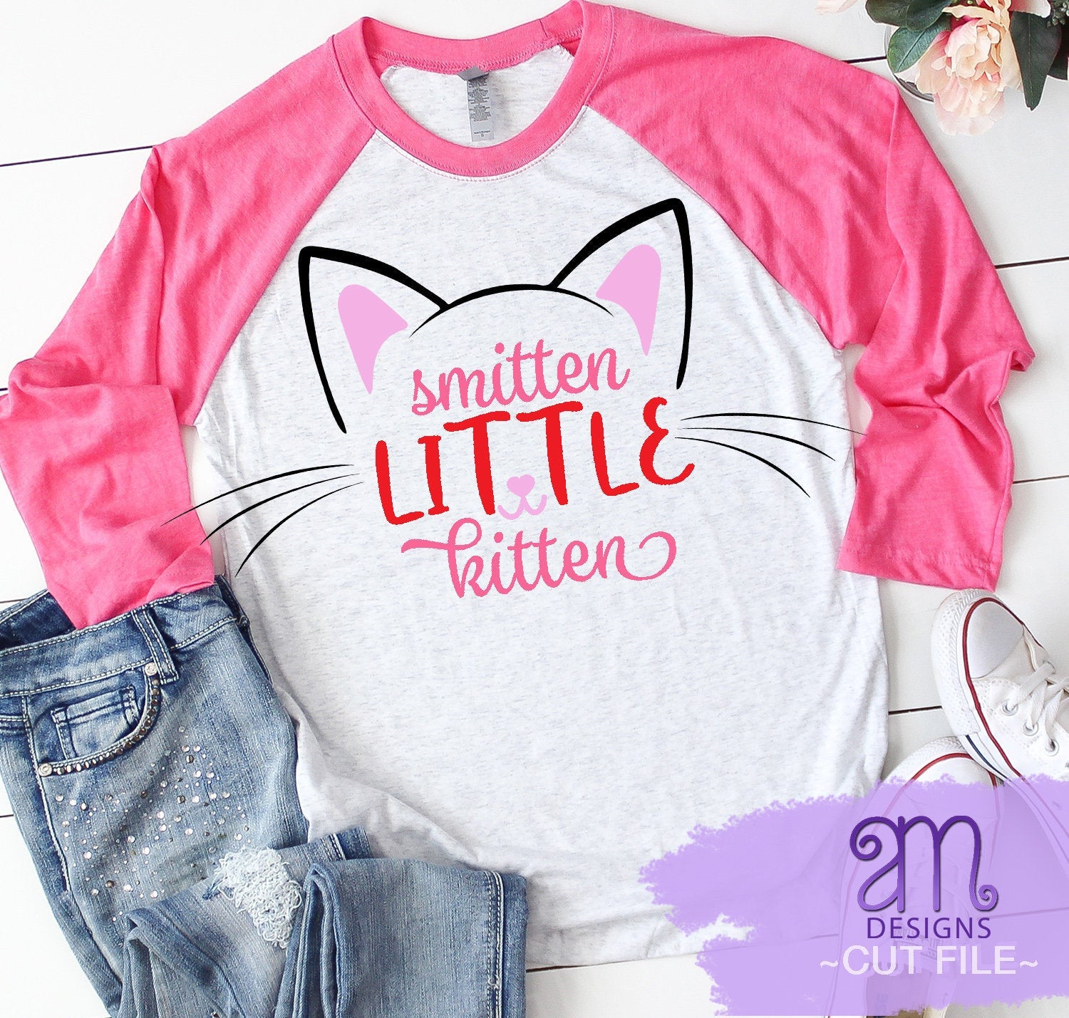 Smitten Little Kitten SVG, Valentine's Day SVG, Cat Face svg