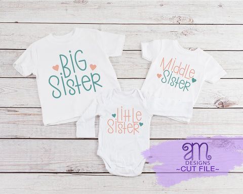 big sister svg, middle sister svg, big middle little, little sister